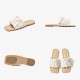 Weaving Leather Flat White Slippers for Women