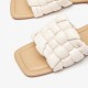 Weaving Leather Flat White Slippers for Women