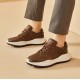 Genuine Leather Casual Platform Brown Sneakers For Men