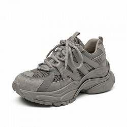 Platform Grey Sneakers Lace-up Trainers for Women